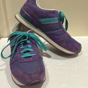 Eminent Retro Style Purple Teal Suede Mesh LaceUp cushion Sneakers 7.5-8(38)